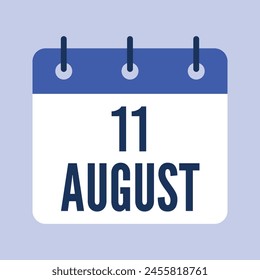 11 August Calendar, Isolated Vector Calendar.