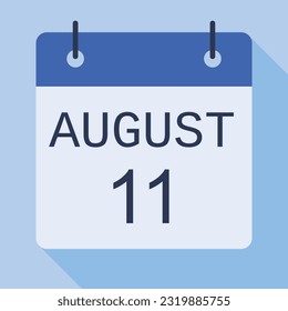 11 August Calendar, Vector Calendar.