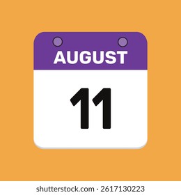 11 august calender icon text page monthly web design.