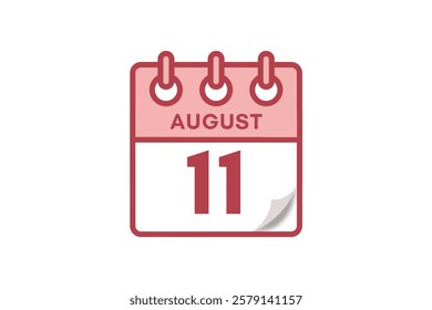 11 August month single day vector, illustration, calendar with maroon, rose and white color background calendar August 11