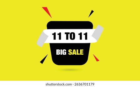 11 to 11 big sale editable vector art template illustration design black white gray shapes yellow abstract background modern minimal unique promotional graphic creative layout
