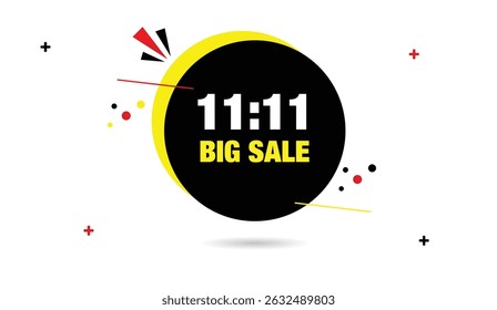 11 to 11 big sale editable web banner template design with black yellow shapes elements white abstract business background modern eye-catching perfect for promotions and marketing campaigns