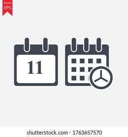 icono web de evento de 11 días, icono de calendario.Icono vector de calendario. Fecha y día, mes.