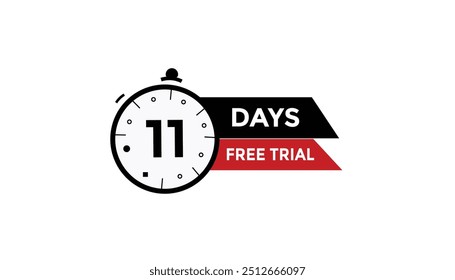 11 días gratis Prueba Cuenta regresiva número Anuncio Plantillas. Ilustración vectorial 
