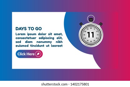 11 days to go banner. flat style. days to go concept