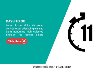 11 days to go banner. flat style. days to go concept