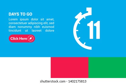 11 days to go banner. flat style. days to go concept