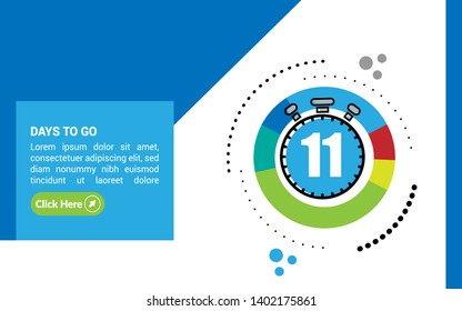 11 days to go banner. flat style. days to go concept