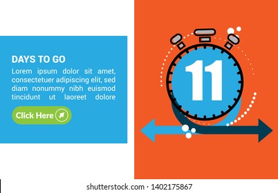 11 days to go banner. flat style. days to go concept