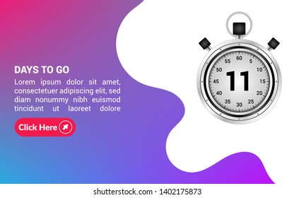 11 days to go banner. flat style. days to go concept