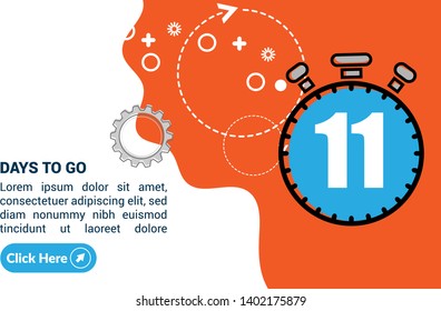 11 days to go banner. flat style. days to go concept
