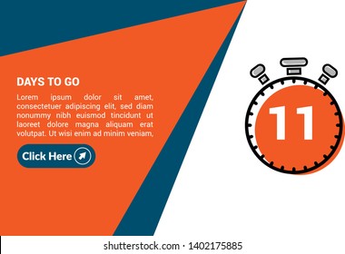 11 days to go banner. flat style. days to go concept