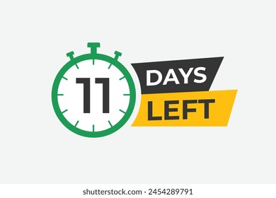 11 days to go countdown template. 11 day Countdown left days banner design. 11 Days left countdown timer