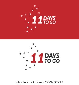 11 days to go label,sign,button. Vector stock illustration.