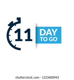 11 days to go label,sign,button. Vector stock illustration.