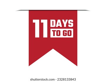 11 días para ir la ilustración del banner del vector rojo aislado en fondo blanco