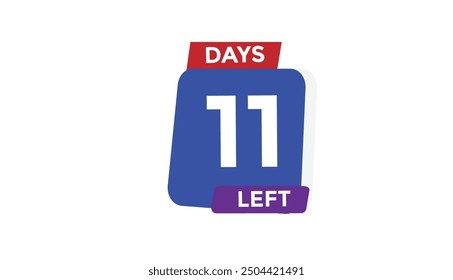Quedan 11 días Plantillas de Anuncio de número de cuenta regresiva. Ilustración vectorial 
