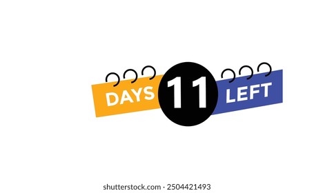 11 days left Countdown number banner templates. time icon. Vector Illustration 
