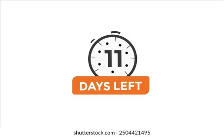 11 days left Countdown number banner templates. time icon. Vector Illustration 
