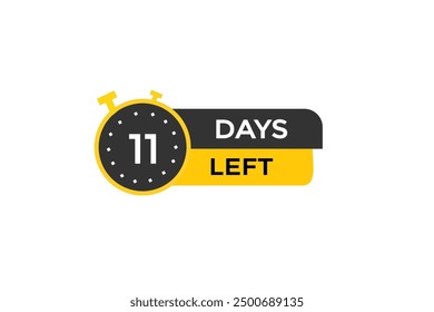Noch 11 Tage, Icon, Stile, Timer, Countdown, Uhr, Zeit, Hintergrund, Vorlage, 11 Tage, Countdown, Sticker, Linkes Banner, Business, Verkauf, Label Button
