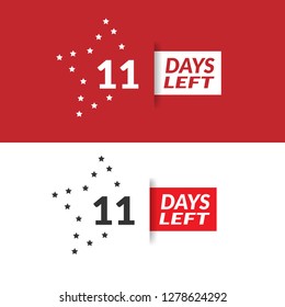 11 Days Left sign - emblem, label, badge,sticker, logo. Designed for your web site design, logo, app, UI