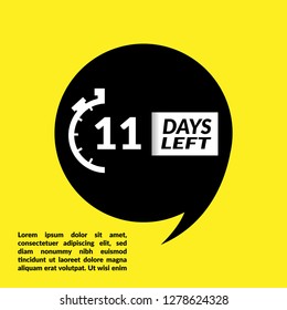 11 Days Left sign - emblem, label, badge,sticker, logo. Designed for your web site design, logo, app, UI