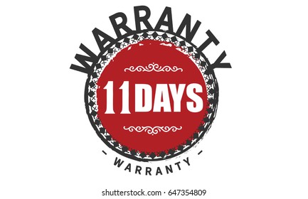 11 days red warranty icon vector vintage grunge guarantee
