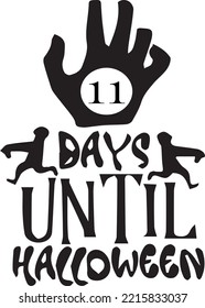 11 days until Halloween, simple design made in black with some specific elements on it 