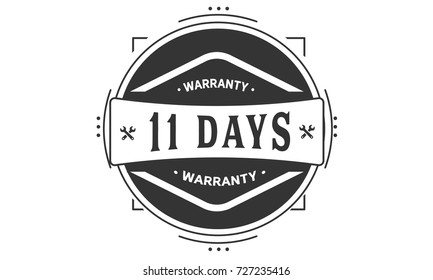 11 days warranty icon vintage rubber stamp guarantee