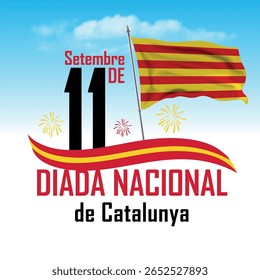 11 De Setembre Diada Nacional De Catalunya Traduzido: 11 de setembro, Dia Nacional da Catalunha. Ilustração vetorial. Adequado para cartão, cartaz e banner.