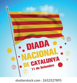 11 De Setembre Diada Nacional De Catalunya Traduzido: 11 de setembro, Dia Nacional da Catalunha. Ilustração vetorial. Adequado para cartão, cartaz e banner.