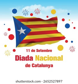 11 De Setembre Diada Nacional De Catalunya Traduzido: 11 de setembro, Dia Nacional da Catalunha. Ilustração vetorial. Adequado para cartão, cartaz e banner.