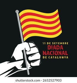 11 De Setembre Diada Nacional De Catalunya Traduzido: 11 de setembro, Dia Nacional da Catalunha. Ilustração vetorial. Adequado para cartão, cartaz e banner.