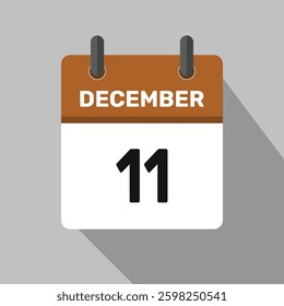 11 december calendar icon vector month date illustration design