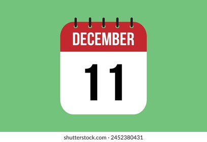 11 December Calendar. December Calendar Vector.