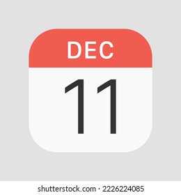 11 December icon isolated on background. Calendar symbol modern, simple, vector, icon for website design, mobile app, ui. Vector Illustration