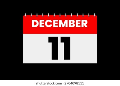 11 Dezember Monat einzelne Tag Vektor, Illustration, Kalender mit rot, off-weiß und schwarz Farbe Hintergrund Kalender Symbol vom Dezember 11
