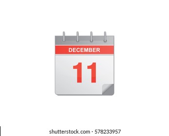 11 December red calendar vector illustration on white background