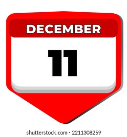 11 December vector icon calendar day. 11 date of December. Eleventh day of December. 11th date number. 11 day calendar. Eleven date. International Mountain. Vector illustration
