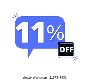 11% discount off with blue 3D thought bubble design 