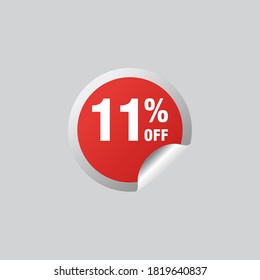 11 discount, Sales Vector badges for Labels, , Stickers, Banners, Tags, Web Stickers, New offer. Discount origami sign banner