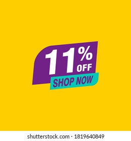 11 discount, Sales Vector badges for Labels, , Stickers, Banners, Tags, Web Stickers, New offer. Discount origami sign banner