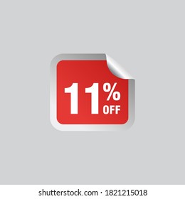 11 descuento, distintivos de vectores de venta para etiquetas, , pegatinas, banners, etiquetas, etiquetas, etiquetas web, nueva oferta. Banner de signo de origami de descuento