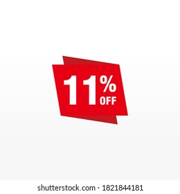 11 descuento, distintivos de vectores de venta para etiquetas, , pegatinas, banners, etiquetas, etiquetas, etiquetas web, nueva oferta. Banner de signo de origami de descuento