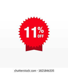 11 discount, Sales Vector badges for Labels, , Stickers, Banners, Tags, Web Stickers, New offer. Discount origami sign banner