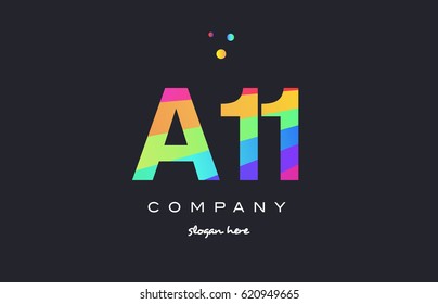 a 11 eleven letter number combination creative color green orange blue magenta pink company logo vector icon spectrum