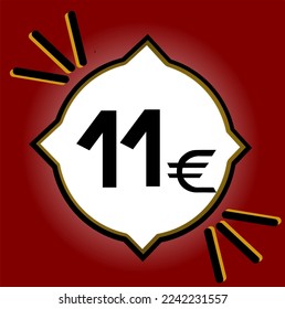 11 euro coin. Black color number, for labels and poster. Eleven euro sales and promotion.