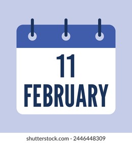 11 February Calendar. Grey Background. Vector Calendar.