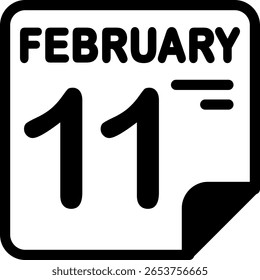 Calendario del 11 de febrero Icono minimalista semisólido