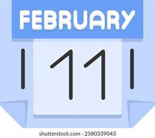11 February Flat Style Sample EPS Icon